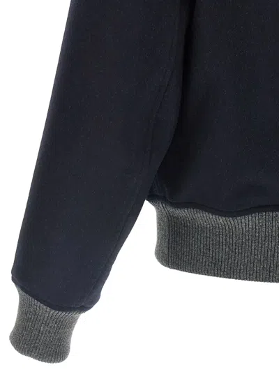 Brunello Cucinelli Men Wool Bomber Jacket In Blue