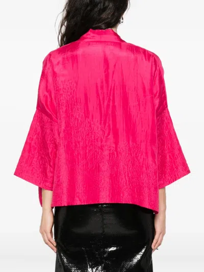 Yavi Textured Open-front Jacket In Pink