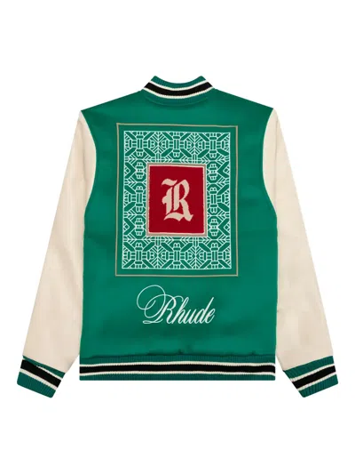 Rhude Tile-pattern Bomber Jacket In Green
