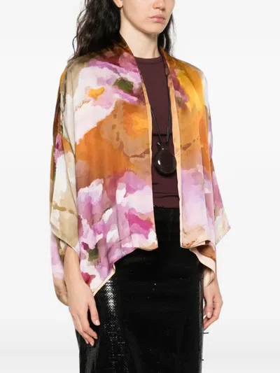 双面抽象印花丝绒真丝夹克