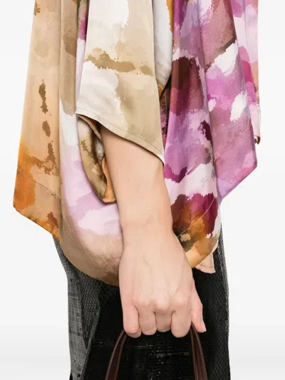 双面抽象印花丝绒真丝夹克