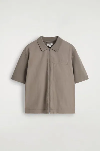 Cos Camicia Con Pannello In Maglia In Gray