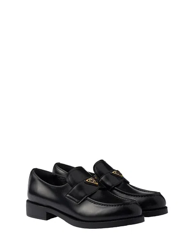 Prada Brand-plaque Patent Leather Loafers In Black
