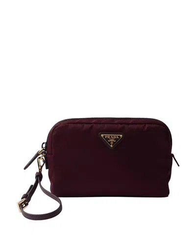 Prada Triangle-logo Makeup Bag In Brown