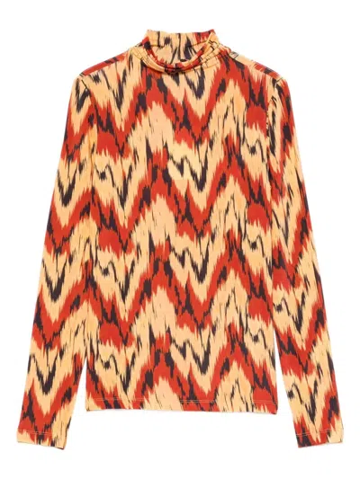Ulla Johnson Aurelia Geometric Turtleneck Top In Orange