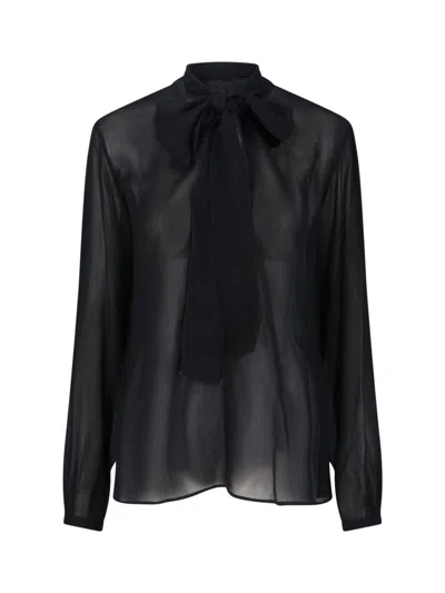 Alaïa Tie-neck Georgette Blouse In Black