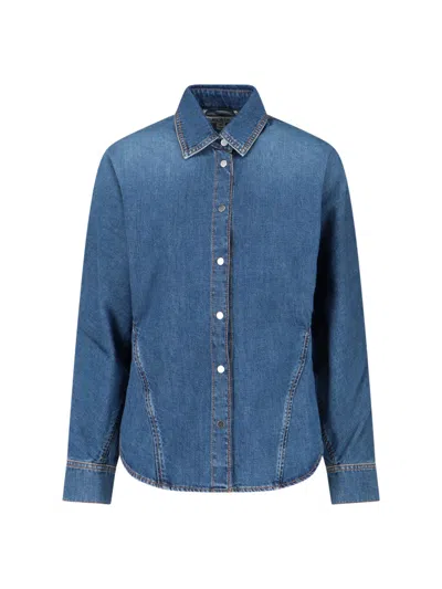 Alaïa Alaia Rounded Blue Denim Shirt Women In Blue