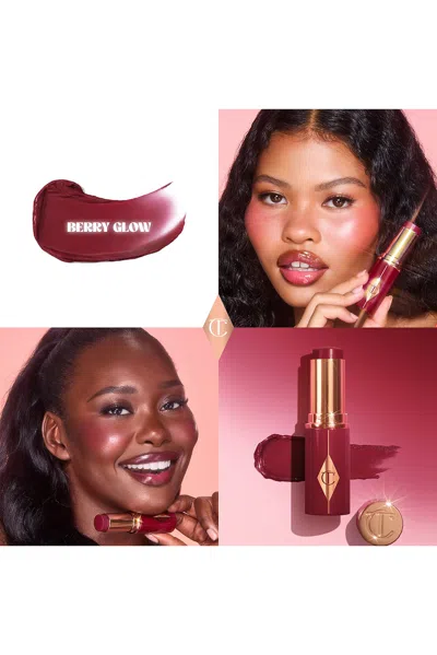 Charlotte Tilbury Unreal Lip + Cheek Glow Blush Stick With Hyaluronic Acid Berry Glow 0.31 Oz/9 ml In Purple