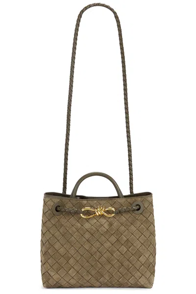 Bottega Veneta Andiamo Intrecciato Small Suede Tote Bag In Pinecone