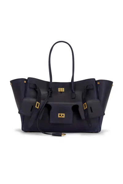 Balenciaga Medium Bel Air Leather Shoulder Bag In Blue