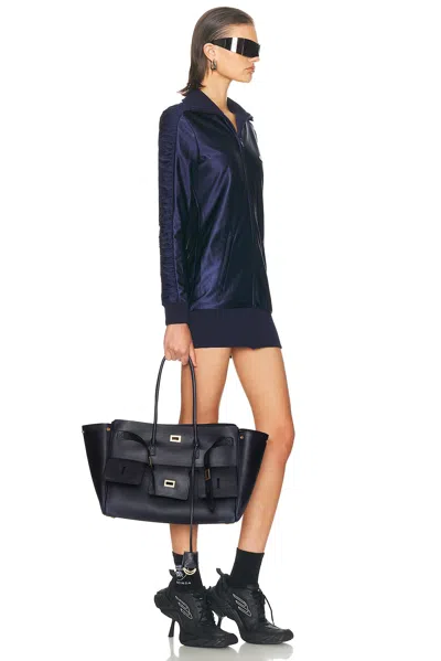 Balenciaga Medium Bel Air Leather Shoulder Bag In Blue