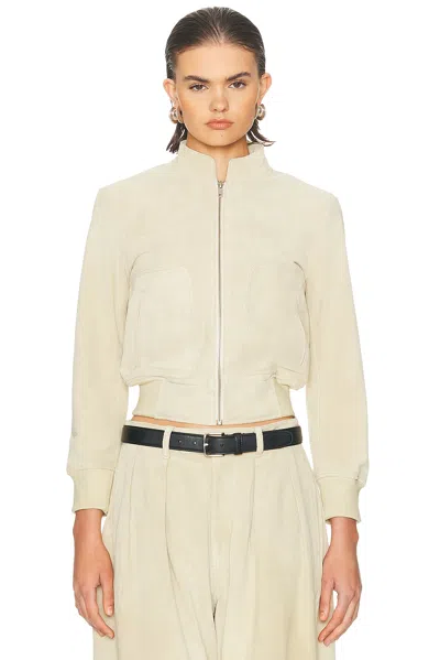 R13 Shrunken Leather Jacket In Neutral