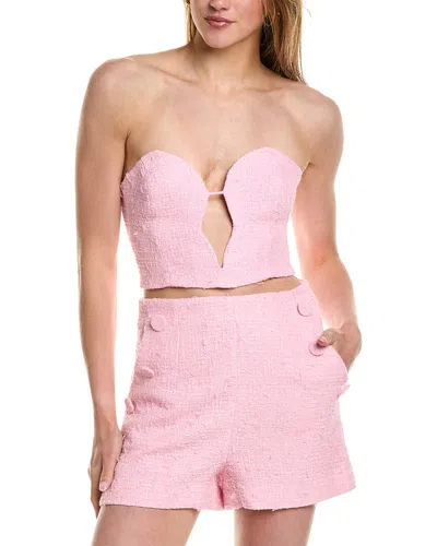 Bardot Eleni Cutout Strapless Tweed Corset Crop Top In Pink