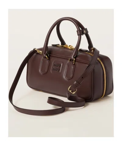 Miu Miu Soft Padded Shoulder Bag And Handles In Brown