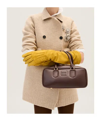 Miu Miu Soft Padded Shoulder Bag And Handles In Brown