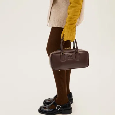 Miu Miu Soft Padded Shoulder Bag And Handles In Brown