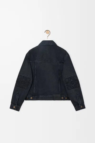 Loewe Anagram Cut-outs Medium-weight Washed Denim Jacket Clothing In Black