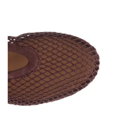 Alaïa Patent Leather-trimmed Mesh Ballet Flats In Brown