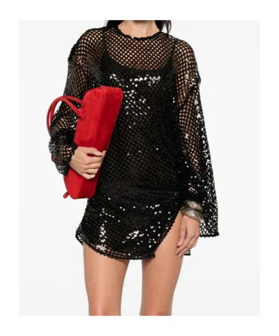 Attico Mini Abito In Rete Decorata Donna In Black