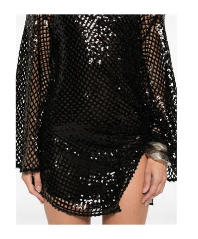 Attico Mini Abito In Rete Decorata Donna In Black
