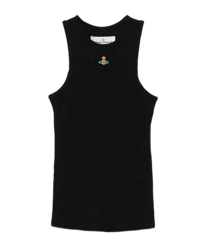 Vivienne Westwood Fitted Black Sleeveless Top With High Neckline In Black