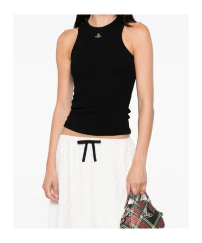 Vivienne Westwood Fitted Black Sleeveless Top With High Neckline In Black
