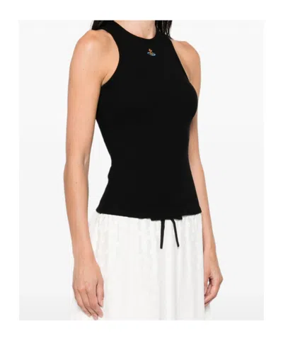 Vivienne Westwood Fitted Black Sleeveless Top With High Neckline In Black