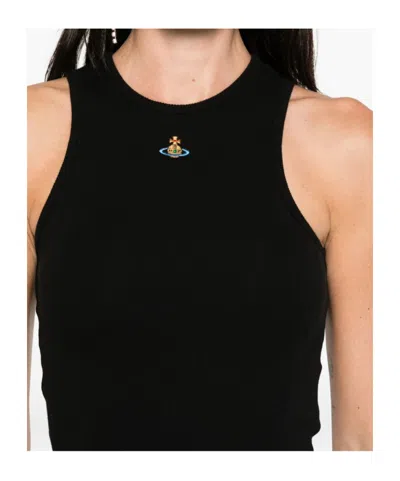 Vivienne Westwood Fitted Black Sleeveless Top With High Neckline In Black