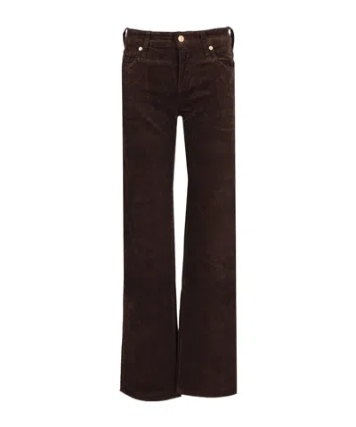 7 For All Mankind Calie Straight Mid-rise Cotton-blend Velvet Straight Pants In Brown