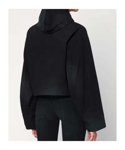 Balenciaga Cropped Jacket With Hood In Black In Black