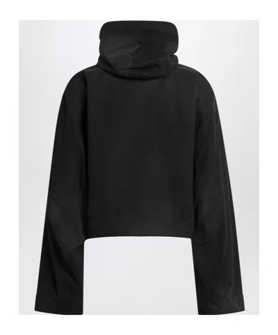 Balenciaga Cropped Jacket With Hood In Black In Black