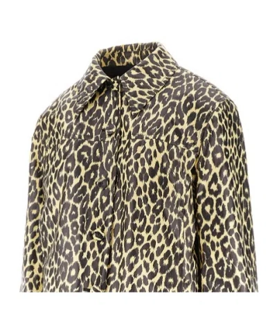 Jil Sander Leopard Print Coated Linen Crop Jacket In Animal Print