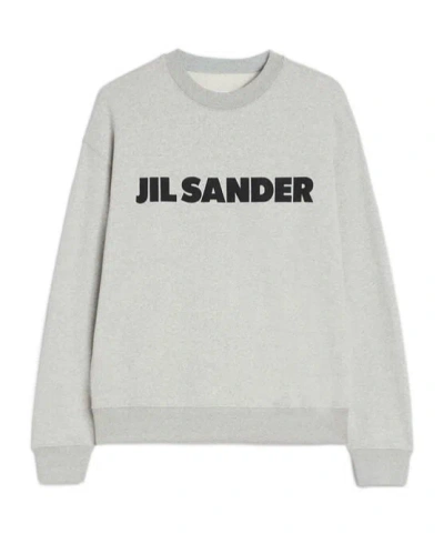 Jil Sander Light Grey Sweatshirt With Logo Print In Gray