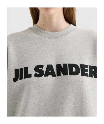 Jil Sander Light Grey Sweatshirt With Logo Print In Gray