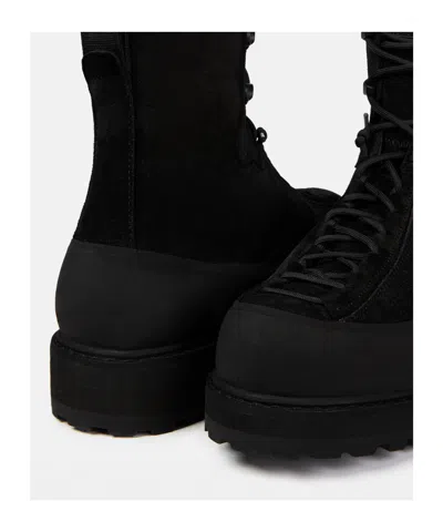 Stone Island Hiking Boot With Dual Lacing And Lug Sole In Black