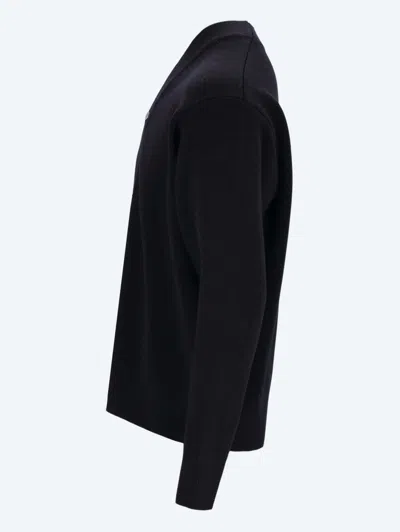 Jacquemus Men Black V-neck Cardigan With J Logo On The Back In Wool Man