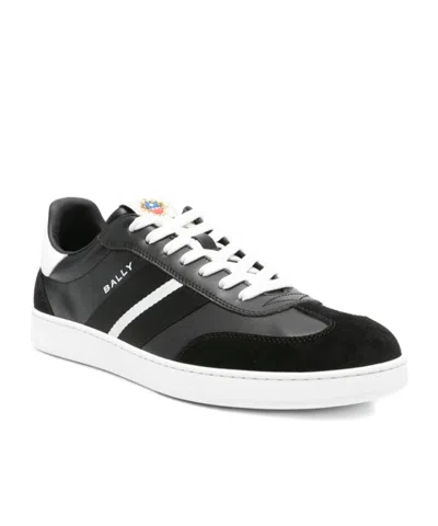 Bally Casual Round Toe Low Sneakers With Stripe In Black