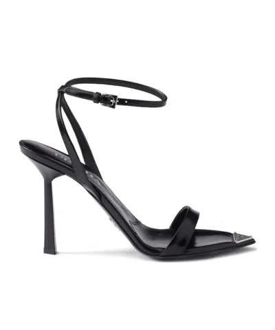 Prada Brushed Leather Pointy-toe Sandal In Black