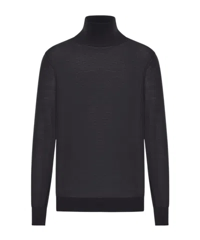 Saint Laurent Extrafine Stretch Wool Sweater With Turtleneck In Black