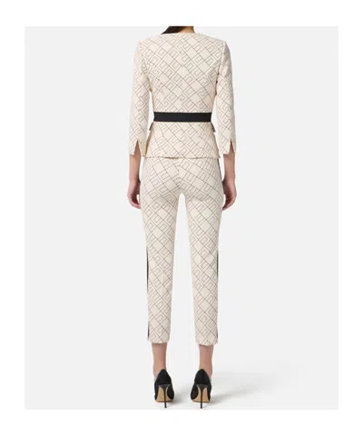 Elisabetta Franchi Geometric-pattern Button Double-crepe Jacket In Multi