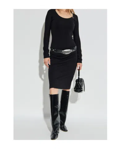 Dsquared2 Long-sleeve Midi Dress In Black