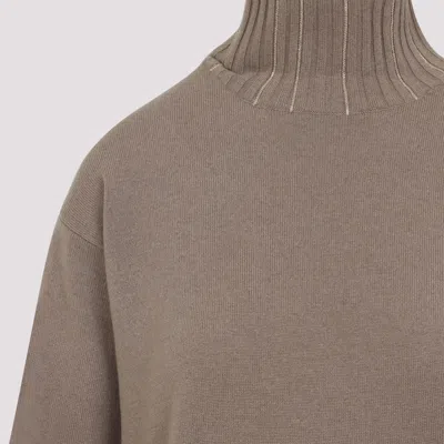 Fabiana Filippi Cortex Brown Virgin Wool Knit Midi Dress In Gray