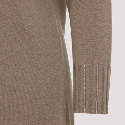 Fabiana Filippi Cortex Brown Virgin Wool Knit Midi Dress In Gray