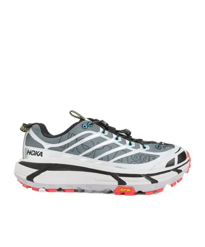 Hoka Mesh Trail Shoes With Quick-lace System In Gray