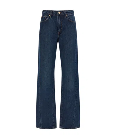 7 For All Mankind Wide Leg High Waist Jeans In Blue