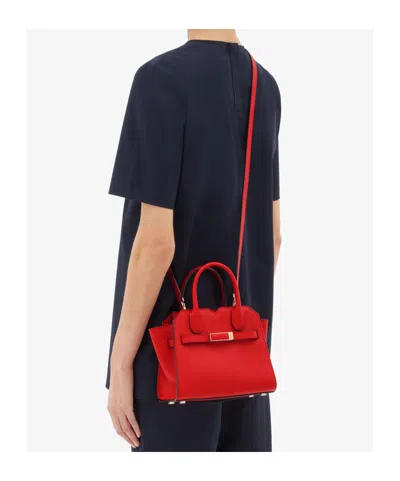 Valextra Milano Buckle Detachable-strap Shoulder Bag In Red