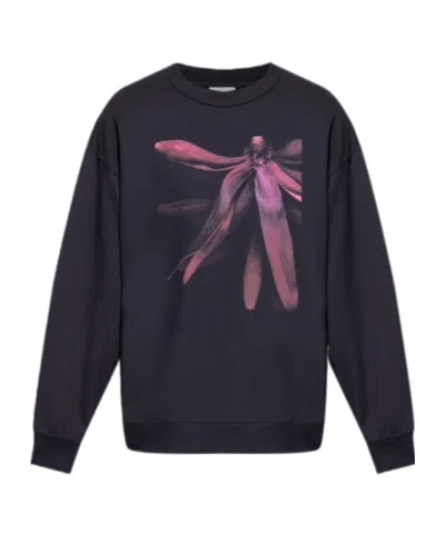 Dries Van Noten Navy Graphic Sweatshirt In Brown
