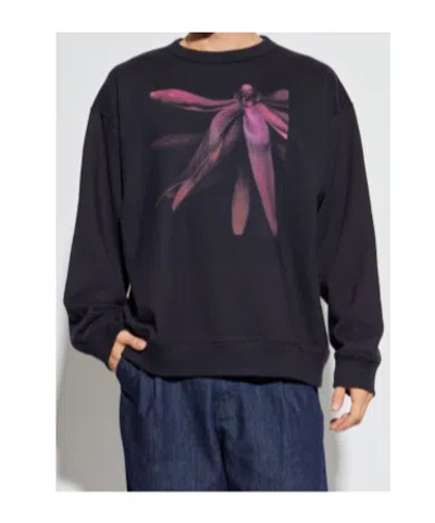 Dries Van Noten Navy Graphic Sweatshirt In Brown