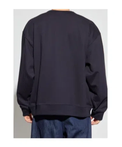 Dries Van Noten Navy Graphic Sweatshirt In Brown