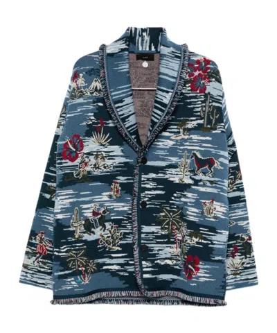 Alanui Fringed Patterned Cardigan In Black
